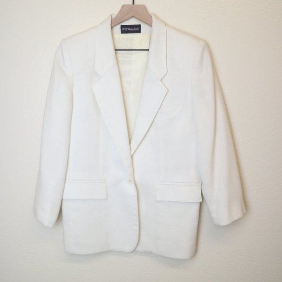 Vintage White Linen Blazer - Picture 1 of 6